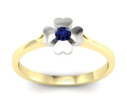 Pierścionek z szafirem żółte białe złoto - p16285zbsz