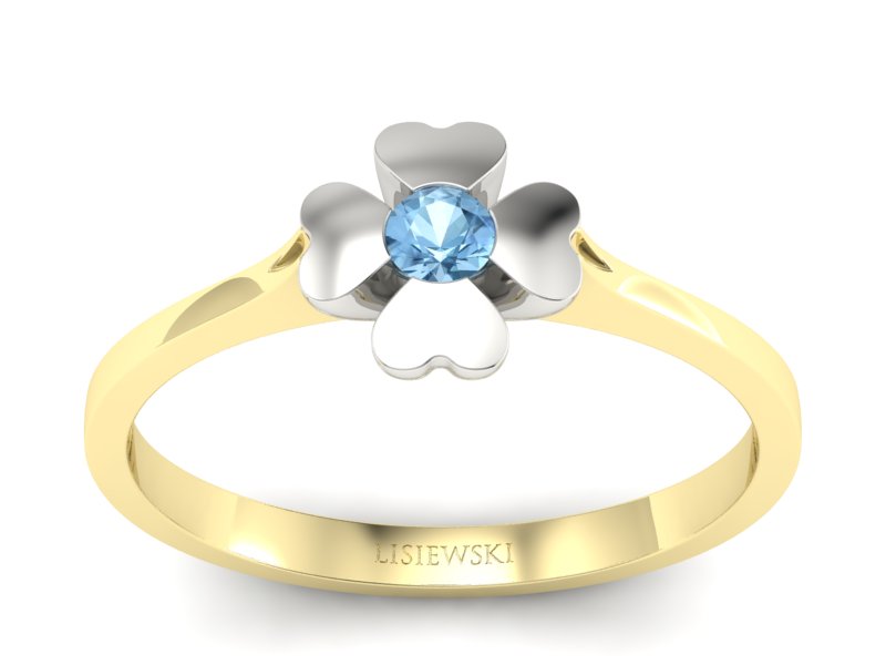 Pierścionek z topazem żółte białe złoto 585 - p16285zbtp - 1