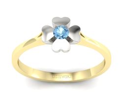 Pierścionek z topazem żółte białe złoto 585 - p16285zbtp
