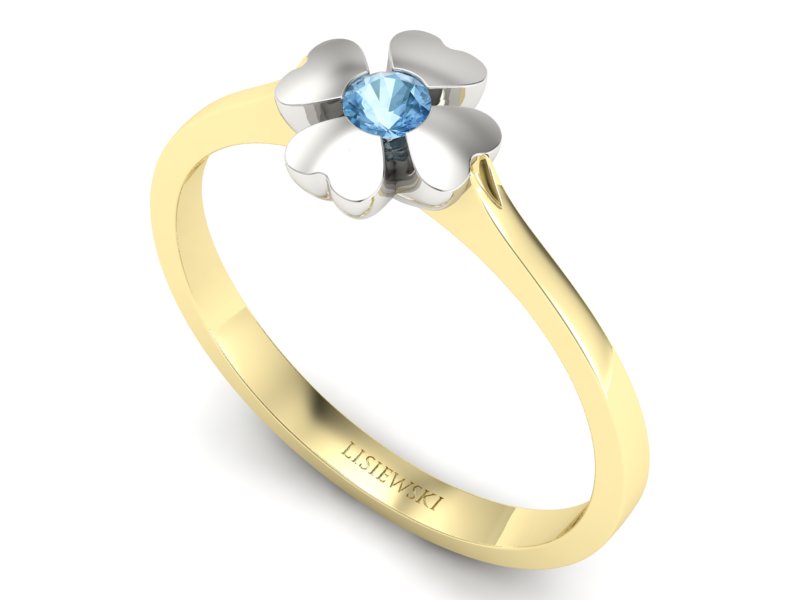Pierścionek z topazem żółte białe złoto 585 - p16285zbtp - 3