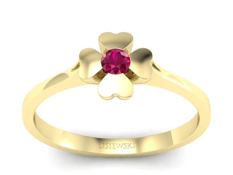 Złoty Pierścionek z rubinem żółte złoto próby 585 - p16285zr - 1