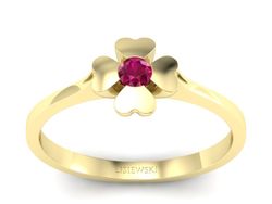 Złoty Pierścionek z rubinem żółte złoto próby 585 - p16285zr