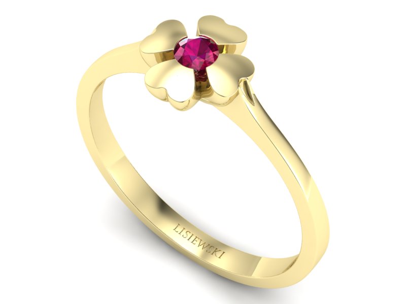 Złoty Pierścionek z rubinem żółte złoto próby 585 - p16285zr - 3
