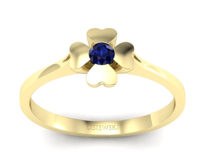 Złoty Pierścionek z szafirem żółte złoto 585 - p16285zsz - 1