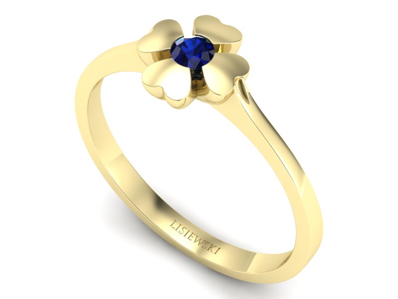 Złoty Pierścionek z szafirem żółte złoto 585 - p16285zsz - 3