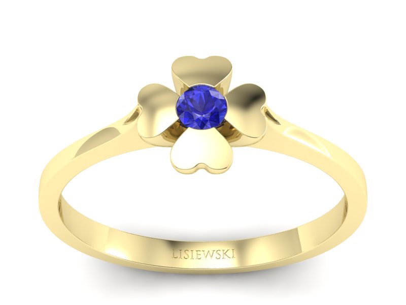 Złoty Pierścionek z szafirem żółte złoto szafir - p16285zszc - 1