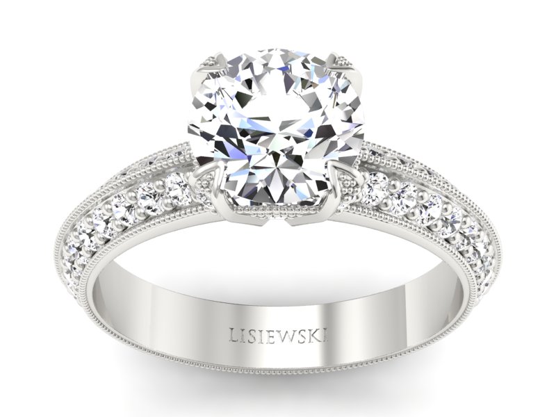 Złoty Pierścionek z brylantami białe złoto 585 - p16288b - 1