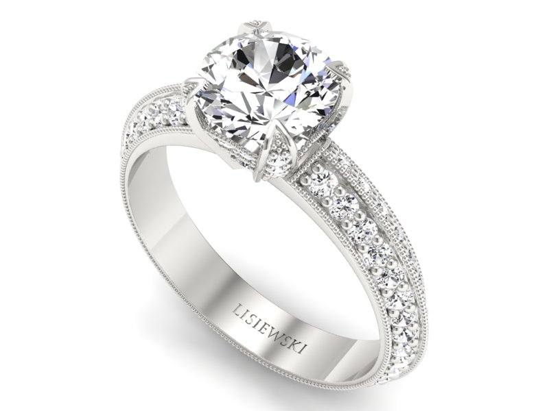 Złoty Pierścionek z brylantami białe złoto 585 - p16288b - 3