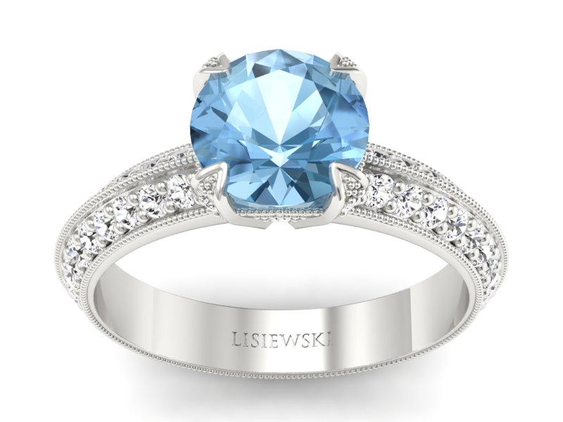 Pierścionek z topazem i brylantami białe złoto - p16288ba - 1