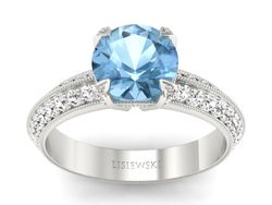 Pierścionek z topazem i brylantami białe złoto - p16288ba