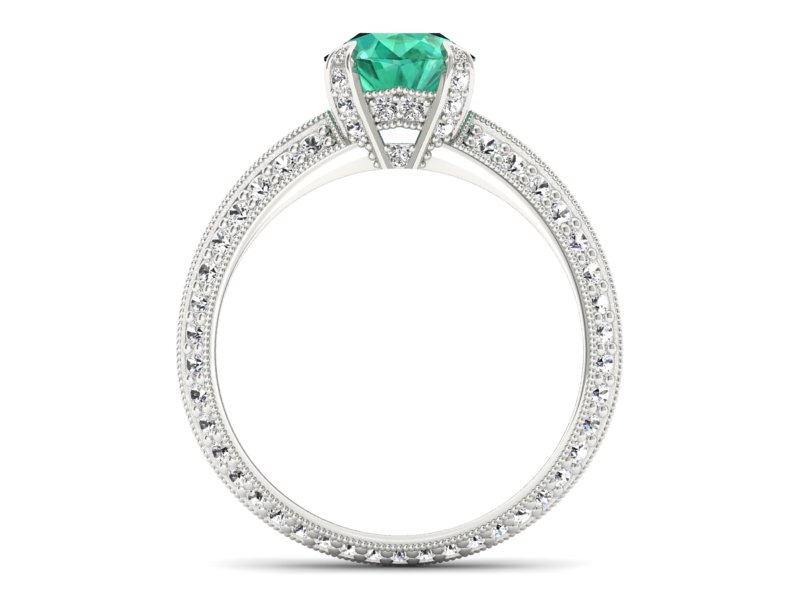 Złoty Pierścionek ze szmaragdem i brylantami - p16288bsm - 2