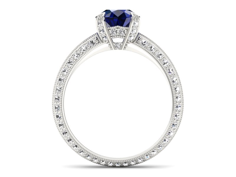 Pierścionek z szafirem i brylantami białe złoto - p16288bsz - 2