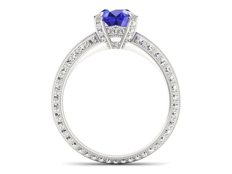 Pierścionek z szafirem i brylantami białe złoto - p16288bszc - 2