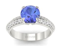 Pierścionek z tanzanitem białe złoto z brylantami - p16288bt