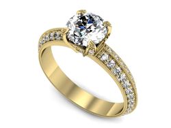 Złoty Pierścionek z diamentami żółte złoto 585 - p16288z