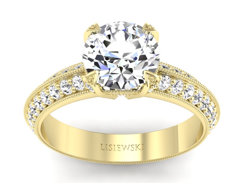 Złoty Pierścionek z diamentami żółte złoto 585 - p16288z - 1