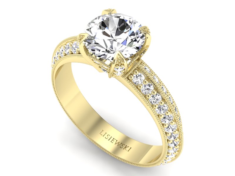 Złoty Pierścionek z diamentami żółte złoto 585 - p16288z - 3