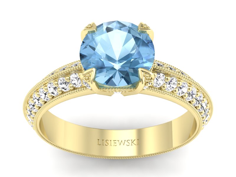 Pierścionek z topazem i brylantami żółte złoto - p16288za - 1