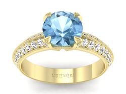 Pierścionek z topazem i brylantami żółte złoto - p16288za