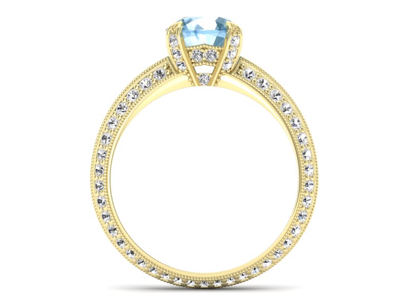 Pierścionek z topazem i brylantami żółte złoto - p16288za - 2