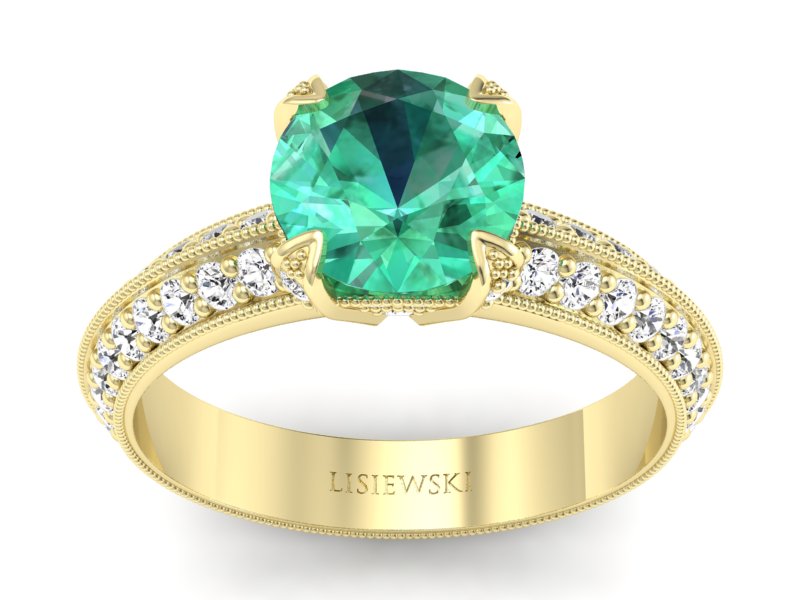 Złoty Pierścionek ze szmaragdem i diamentami - p16288zsm - 1