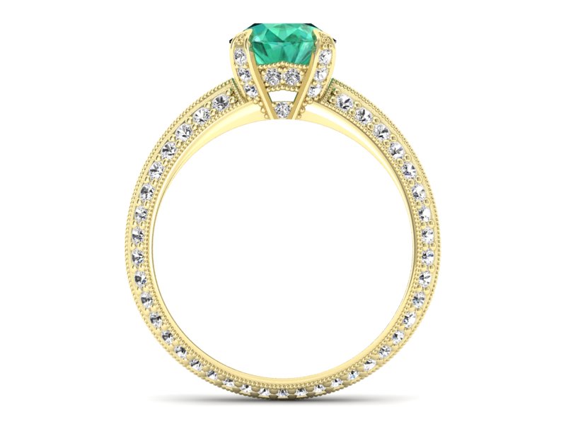 Złoty Pierścionek ze szmaragdem i diamentami - p16288zsm - 2