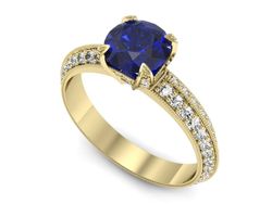 Pierścionek z szafirem z brylantami żółte złoto - p16288zszc
