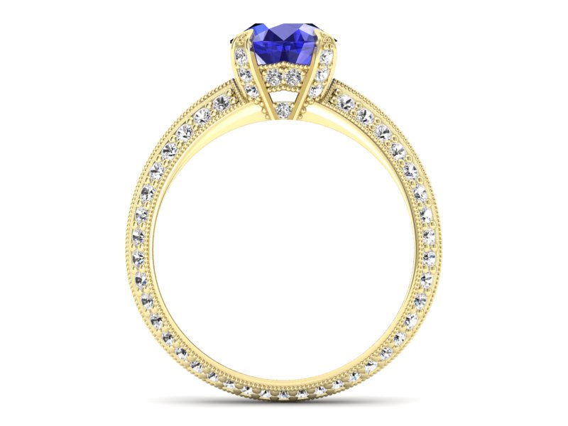 Pierścionek z szafirem z brylantami żółte złoto - p16288zszc - 2