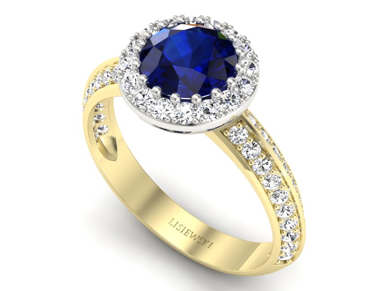 Pierścionek z szafirami i diamentami - p16289zbsz - 3