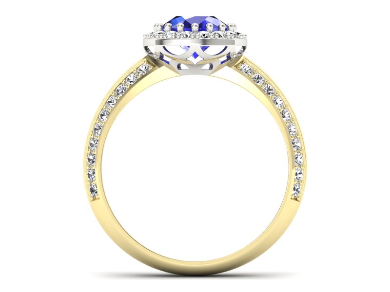 Pierścionek z szafirem i diamentami - p16289zbszc - 2