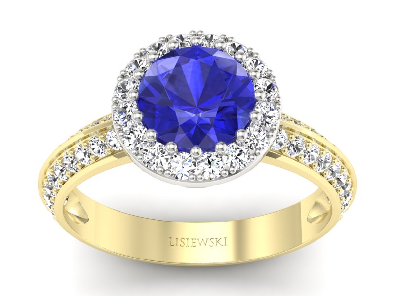 Pierścionek z szafirem i diamentami - p16289zbszc - 1