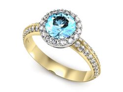 Złoty Pierścionek topaz i brylanty złoto 585 - p16289zbtp
