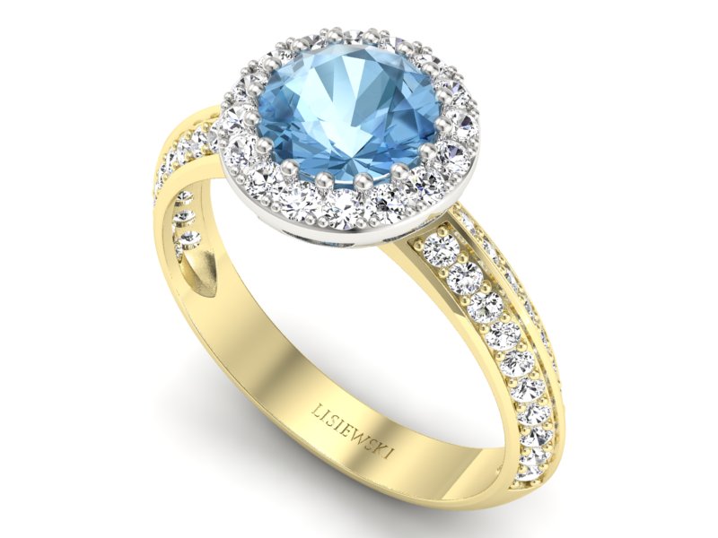 Złoty pierścionek topaz i brylanty złoto - p16289zbtp - 3