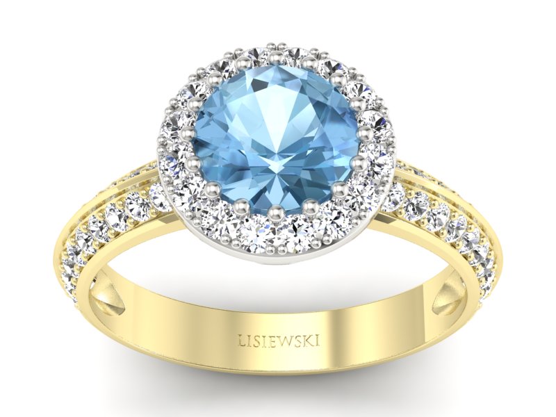 Złoty pierścionek topaz i brylanty złoto - p16289zbtp - 1