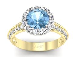 Złoty pierścionek topaz i brylanty złoto - p16289zbtp