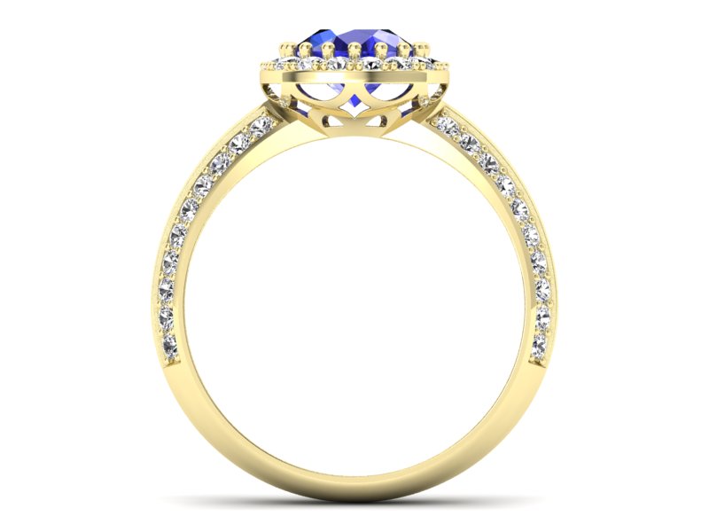 Złoty pierścionek z szafirem i diamentami - p16289zszc - 2