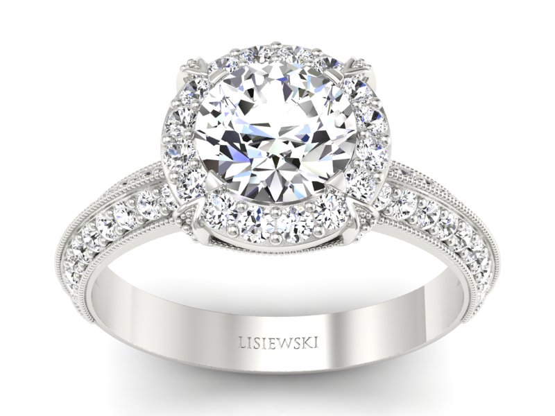 Złoty Pierścionek z brylantami białe złoto 585 - p16290b - 1