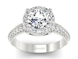 Złoty Pierścionek z brylantami białe złoto 585 - p16290b