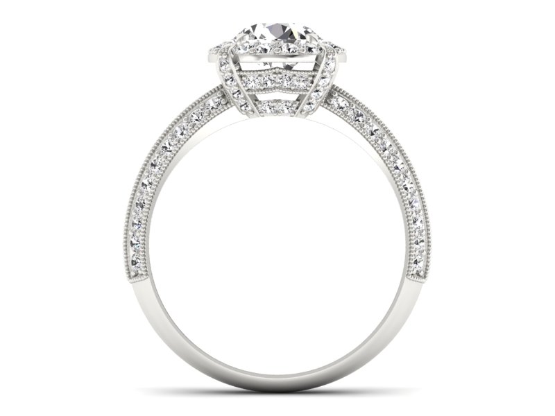 Złoty Pierścionek z brylantami białe złoto 585 - p16290b - 2