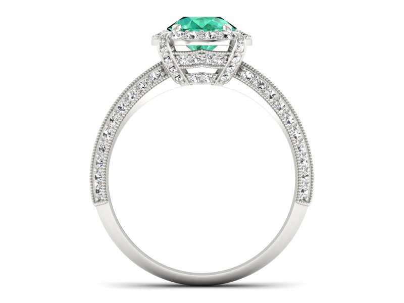 Złoty Pierścionek ze szmaragdem i brylantami - p16290bsm - 2