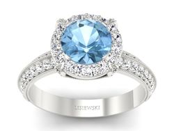 Pierścionek z topazem i brylantami białe złoto - p16290btp