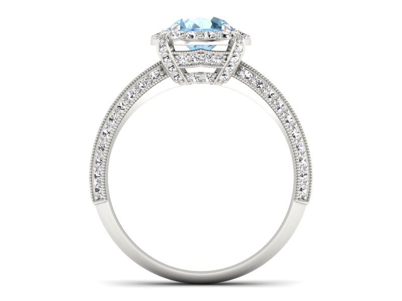 Pierścionek z topazem i brylantami białe złoto - p16290btp - 2