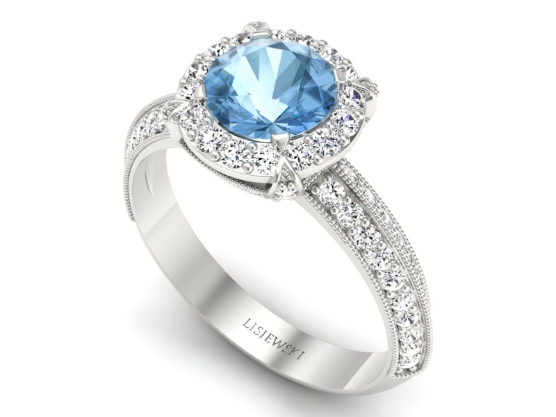 Pierścionek z topazem i brylantami białe złoto - p16290btp - 3