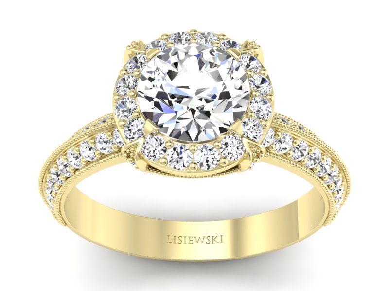 Złoty Pierścionek z brylantami żółte złoto 585 - p16290z - 1