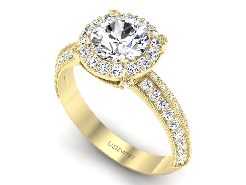 Złoty Pierścionek z brylantami żółte złoto 585 - p16290z - 3