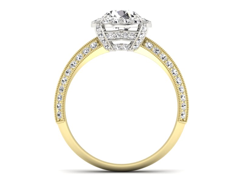 Pierścionek z diamentami żółte i białe złoto 585 - p16290zb - 2