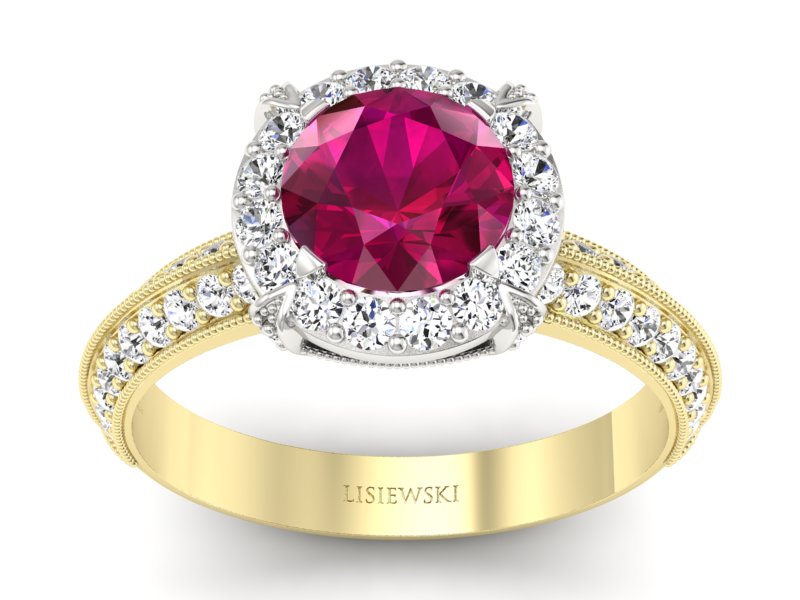 Pierścionek z rubinem i diamentem złoto 585 - p16290zbr - 1