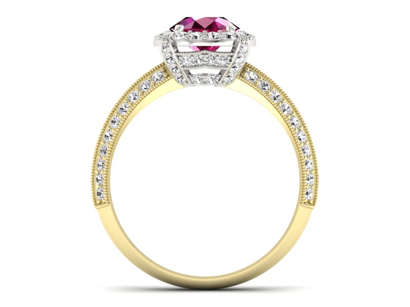 Pierścionek z rubinem i diamentem złoto 585 - p16290zbr - 2