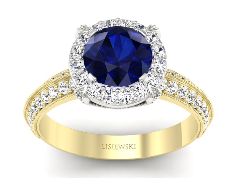 Pierścionek z szafirami i diamentami złoto 585 - p16290zbsz - 1