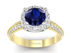 Pierścionek z szafirami i diamentami złoto 585 - p16290zbsz